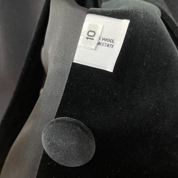 EUC Vintage 100% Wool Velvet Trim Overcoat Black tag 10, M-L fit - Picture 5 of 7